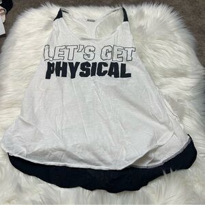 Size Large PINK Victoria’s Secret “Let’s Get Physical” Racerback Tank Top E3